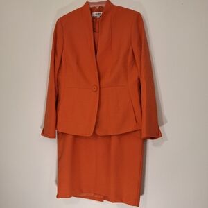 Jones Studio Elegant Orange Sleeveless Dress with Matching Jacket, Size 12